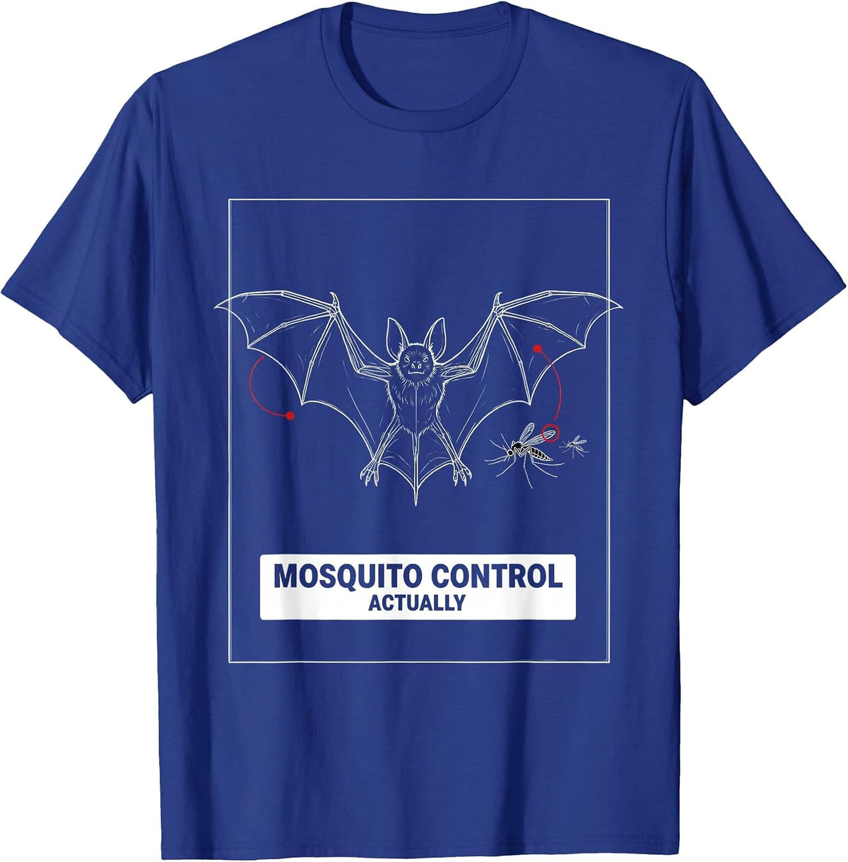 Men's Mosquito Control, Actually Funny Bat Lover Halloween Humor T-Shirt - Royal Blue