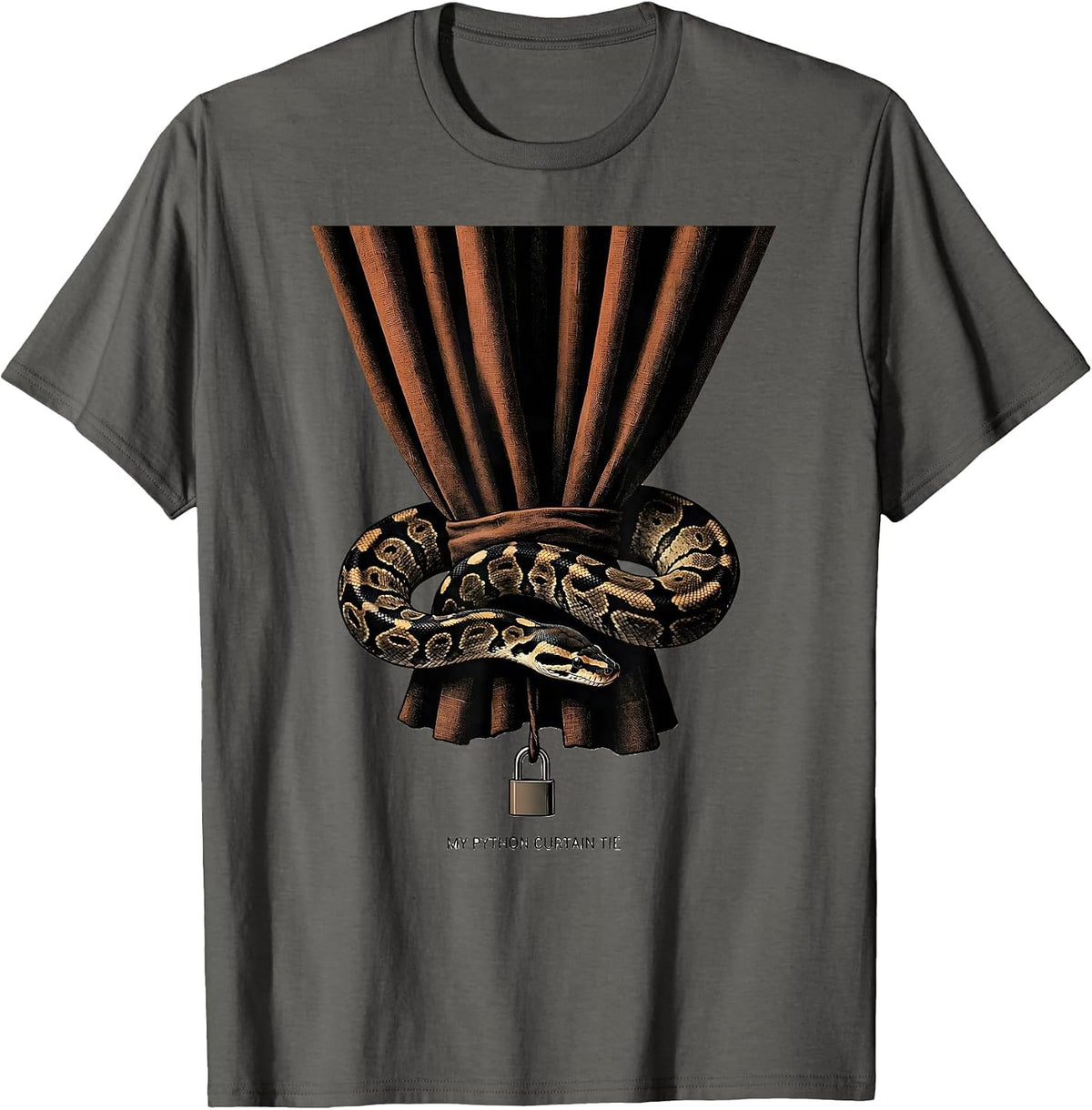 Men's My Python Curtain Tie Funny Ball Python Reptile Lover Gift T-Shirt - Asphalt Grey