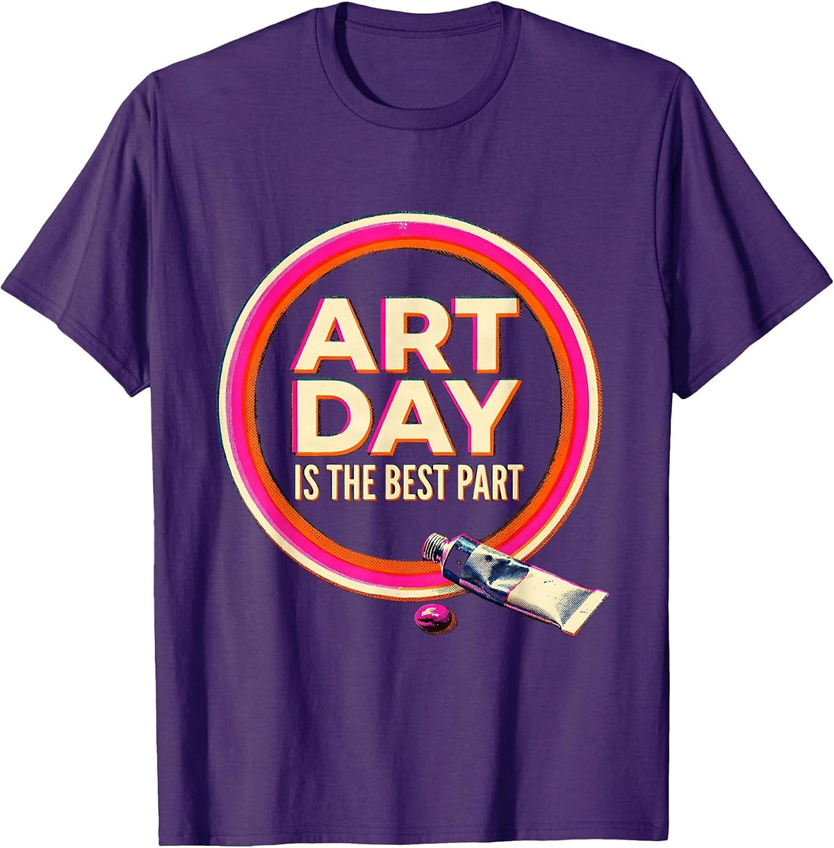 Art Day Is The Best Part Risograph Art Teacher Back T-Shirt - Purple