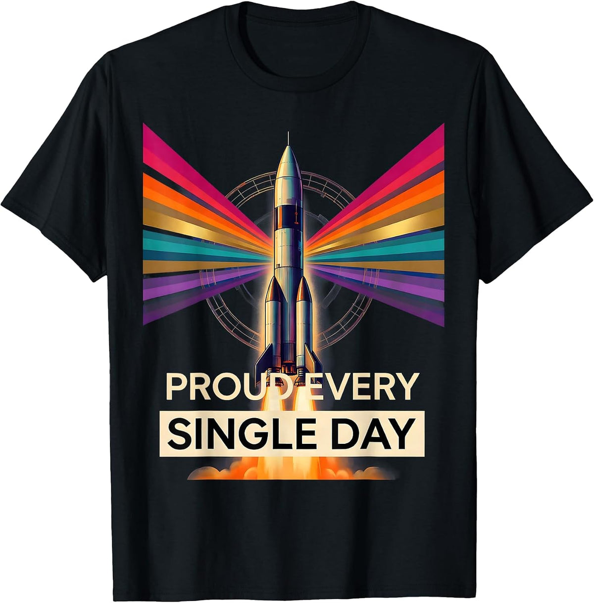 Men's Pride Flag Proud Every Single Day Design T-Shirt - Black