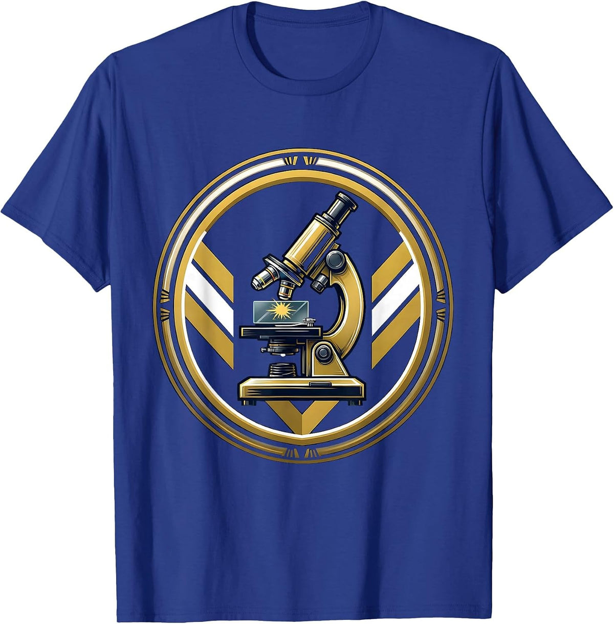 Men's Glowing Microscope Slide Science Illustration T-Shirt - Royal Blue