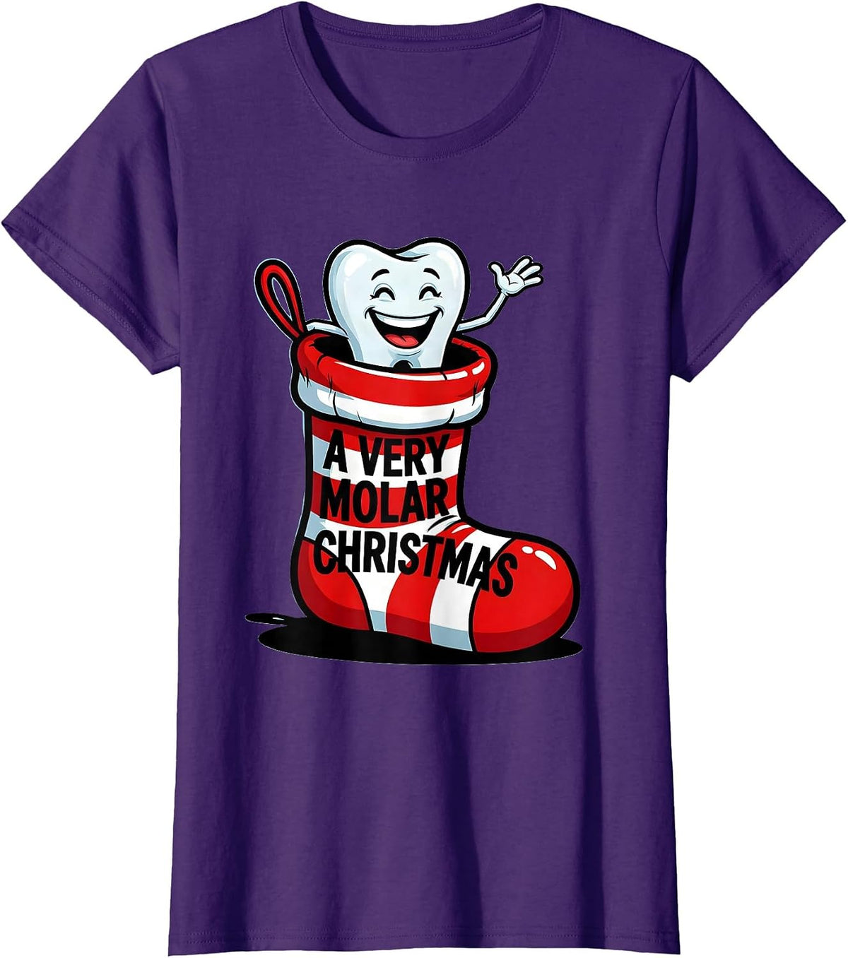 Women's A Very Molar Christmas Cartoon Dental Humor Dentist T-Shirt - Purple
