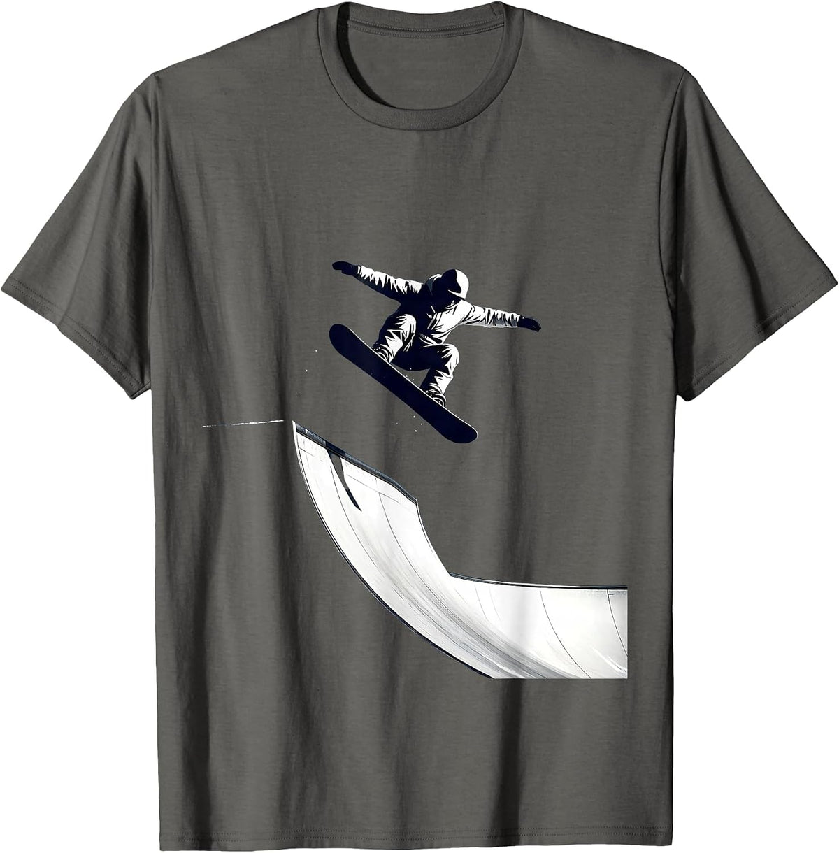 Snowboarder Halfpipe Launch Graphic Tee T-Shirt - Asphalt Grey