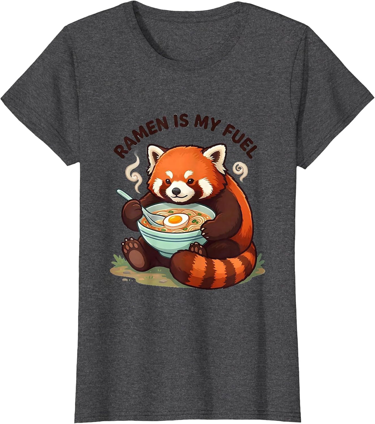 Women's Ramen Is My Fuel Cute Kawaii Panda Anime Food Lover T-Shirt - Dark Heather Grey