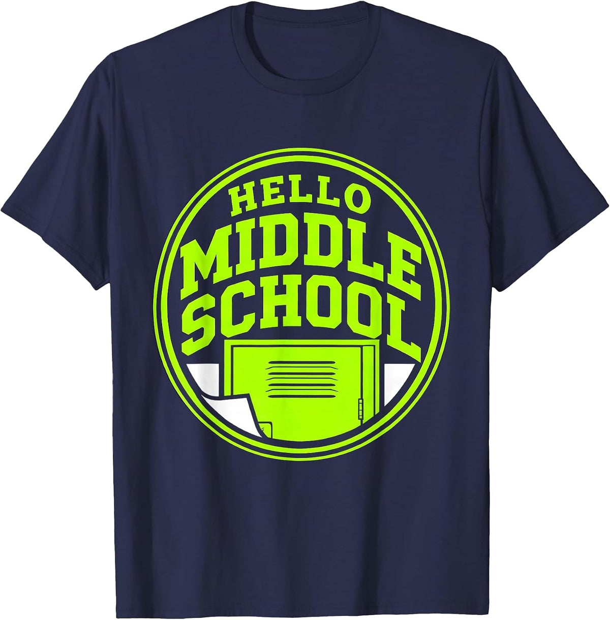 Men's Hello Middle School Cute Kids First Day of School Student T-Shirt - Navy Blue