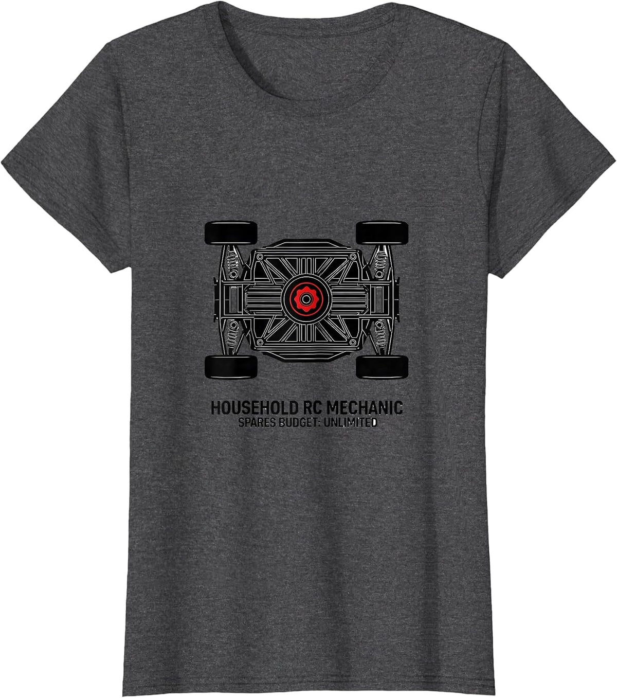 Women's Household RC Mechanic Spares Budget Unlimited RC Racer T-Shirt - Dark Heather Grey