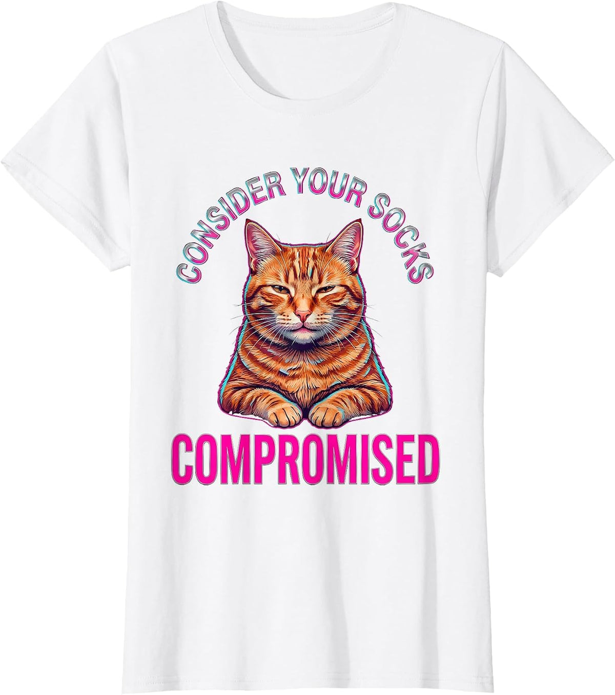 Consider Your Socks Compromised Vaporwave Y2K Cat Meme Humor T-Shirt - White