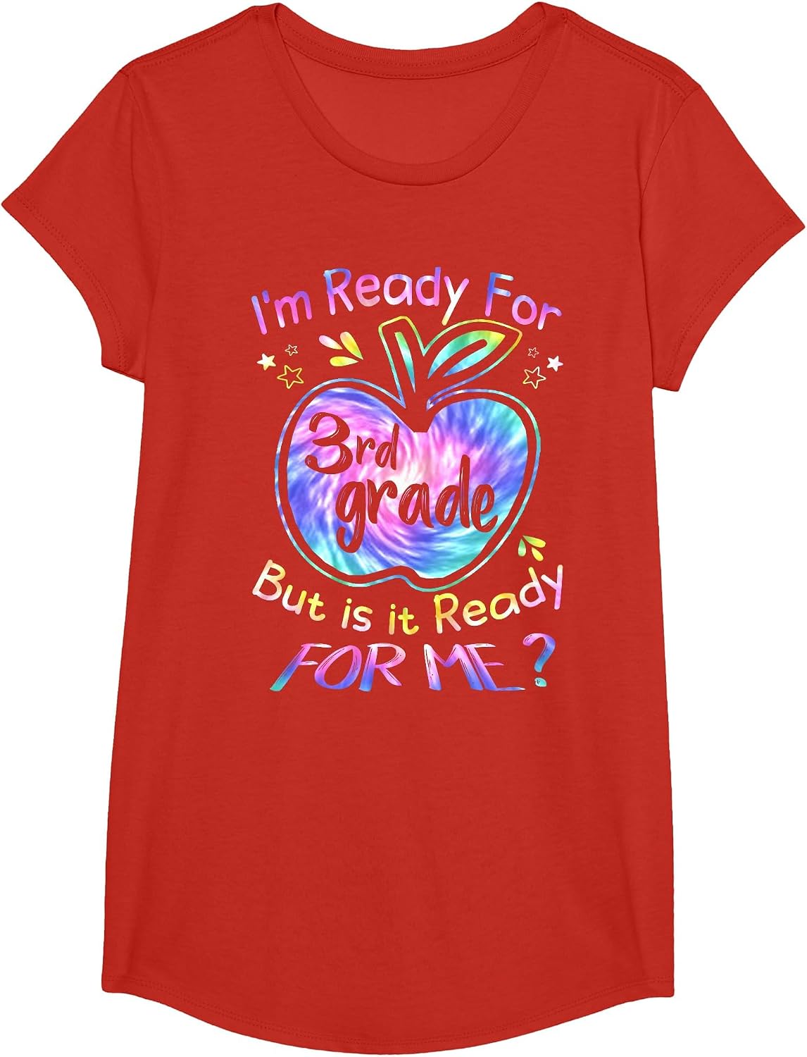Ready for 3rd Grade Tie Dye Back to School Hello Third Grade T-Shirt - Girls Red
