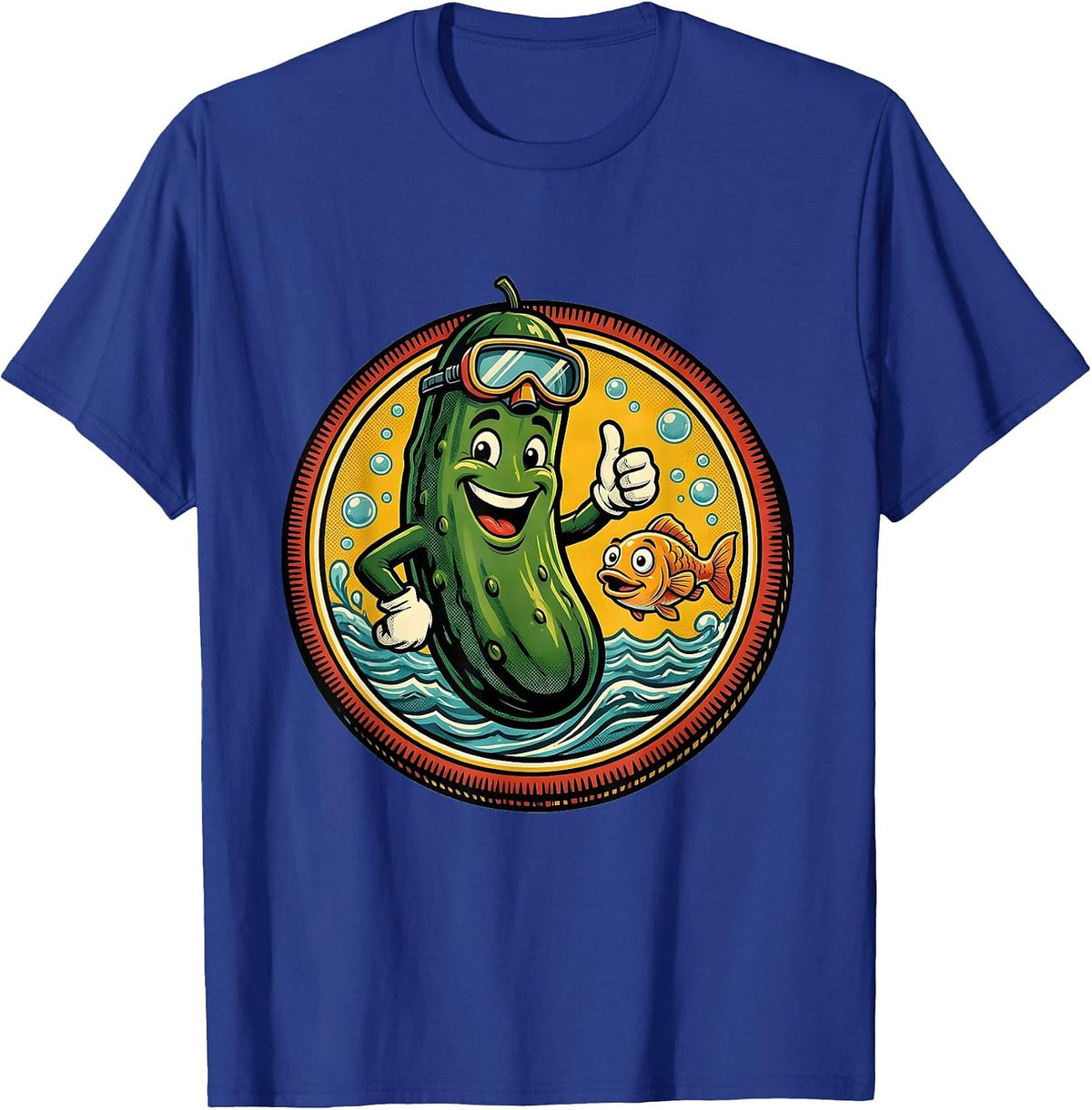 Pickle in the Deep Sea Underwater Scene T-Shirt - Royal Blue