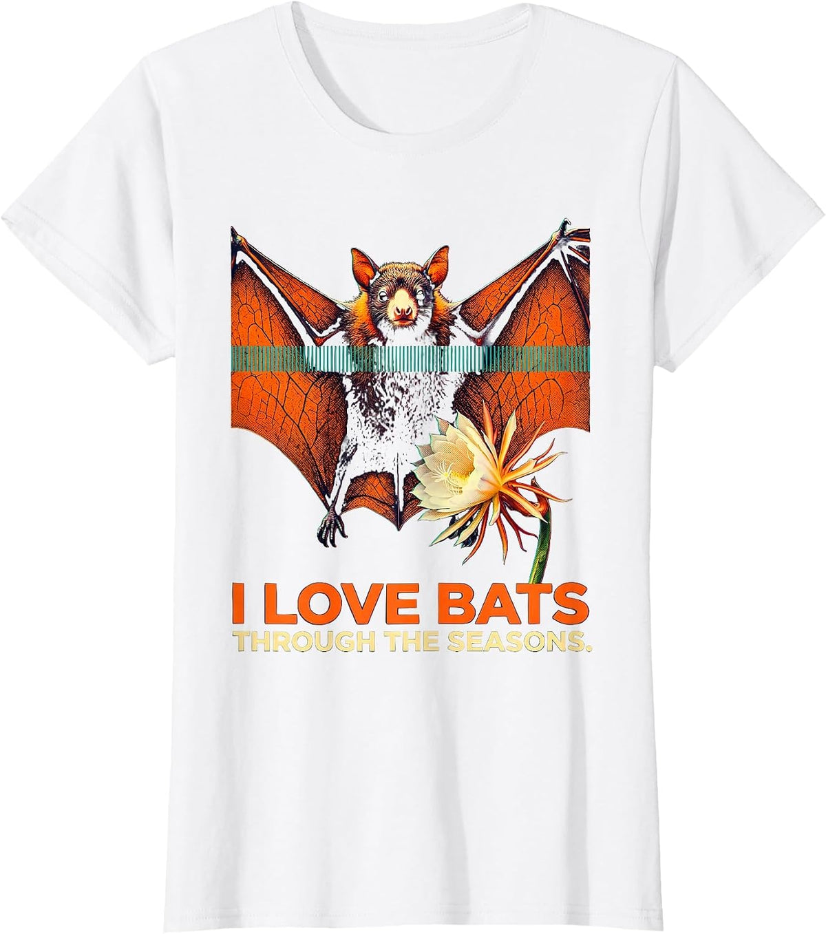 Women's I Love Bats Through The Seasons Vintage Bat Lover Halloween T-Shirt - White