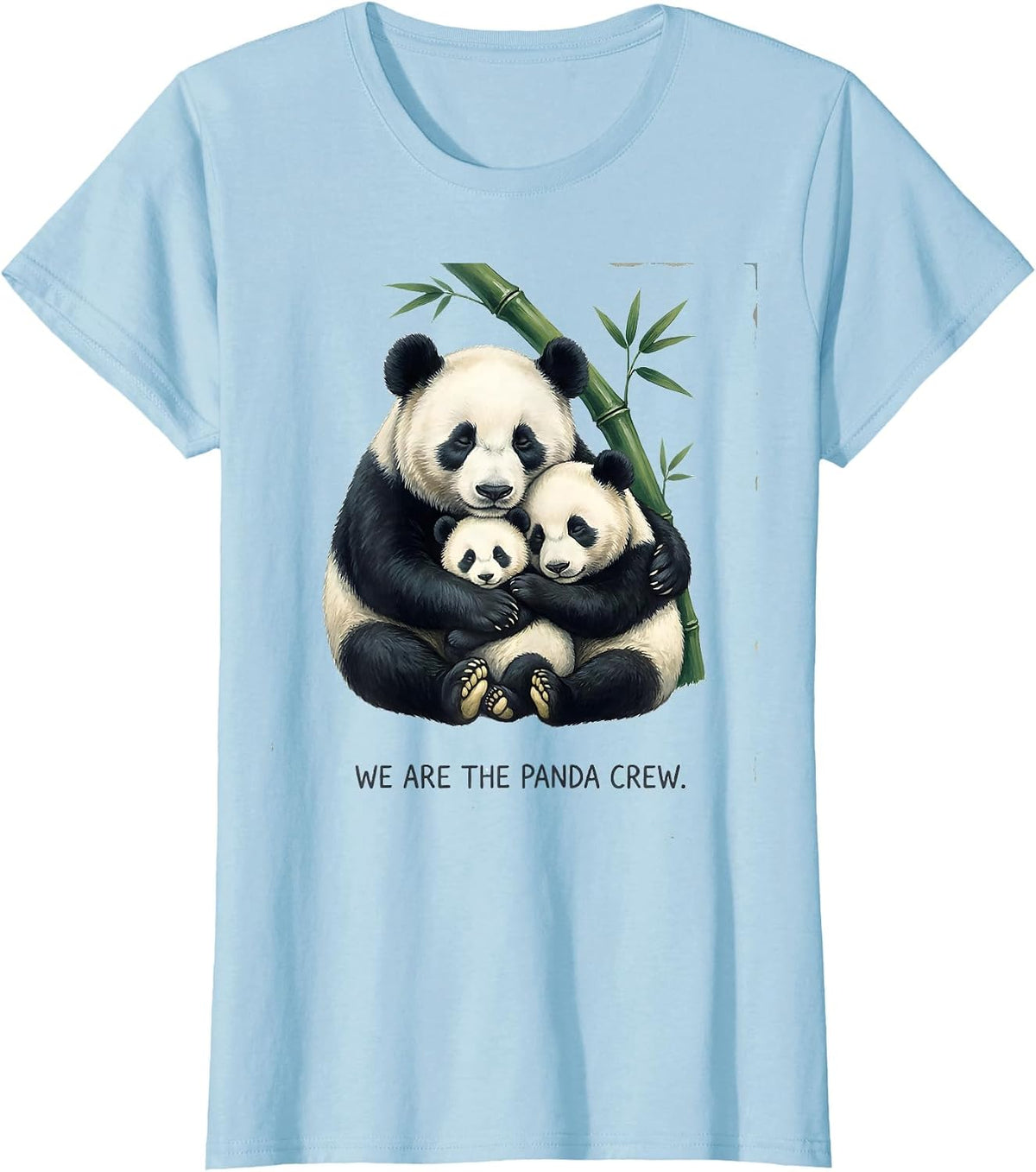 Women's We Are The Panda Crew Storybook Cute Panda Fan Humor T-Shirt - Baby Blue