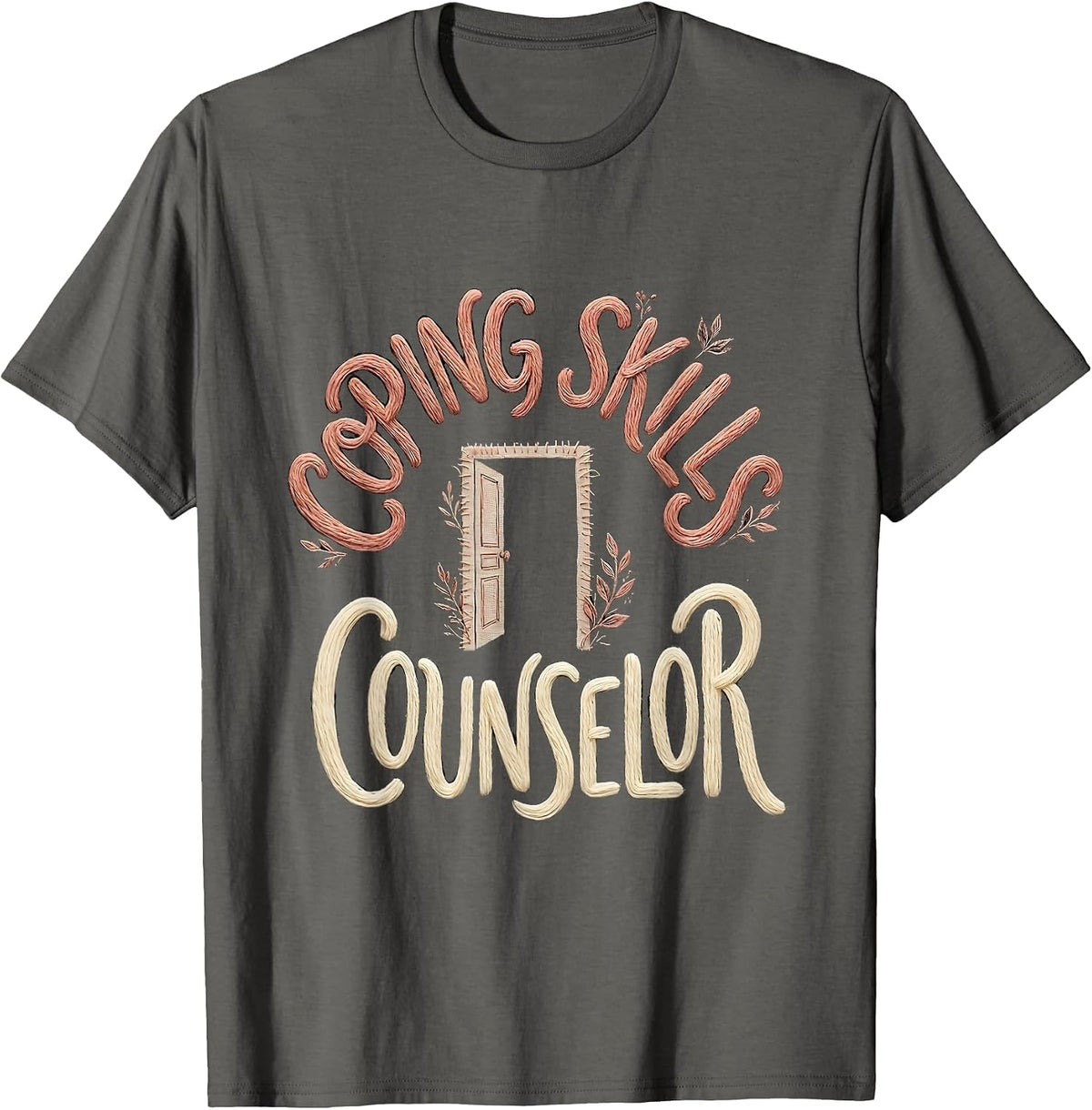 Coping Skills Counselor Boho Distressed Mental Health T-Shirt - Asphalt Grey