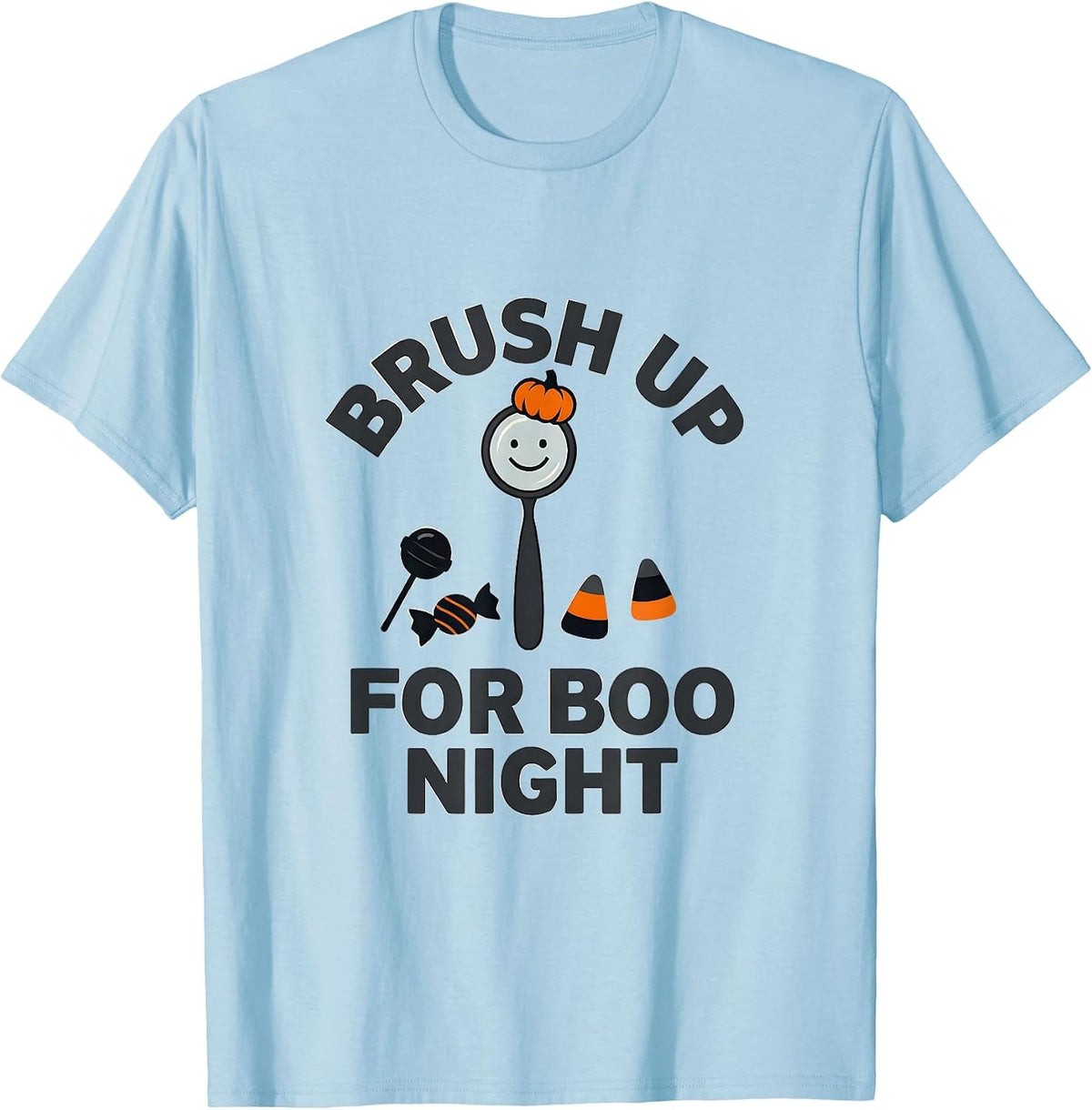 Men's Brush Up For Boo Night Playful Dental Humor Halloween T-Shirt - Baby Blue