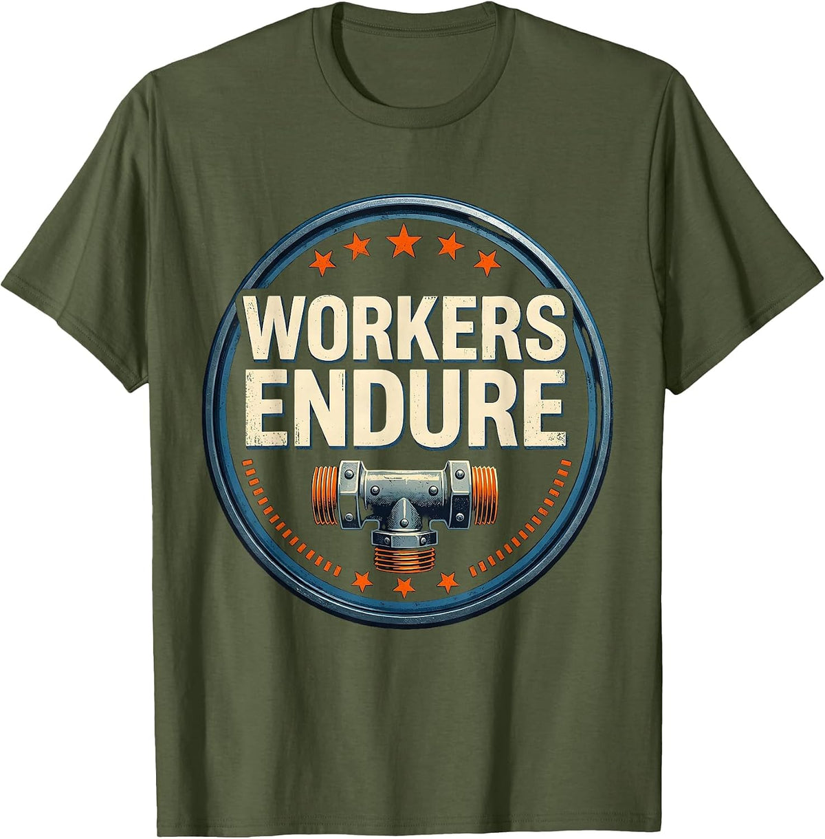 Workers Endure Stencil Union Worker Solidarity Skilled T-Shirt - Olive Green
