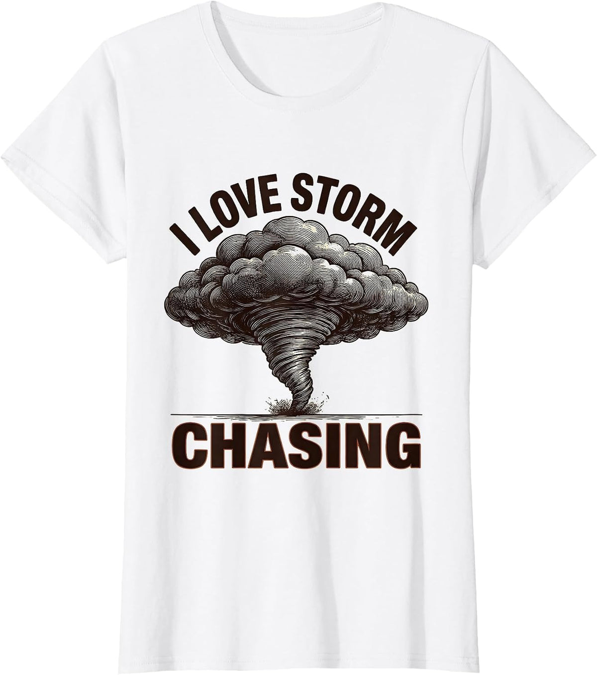 Women's I Love Storm Chasing Crosshatch Etching Meteorology T-Shirt - White