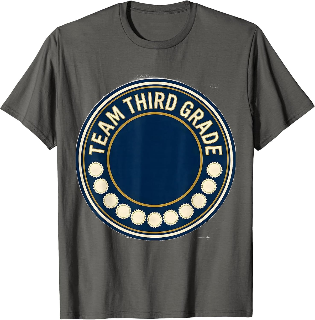 Men's Team Third Grade Wholesome Teacher Back To School Emblem T-Shirt - Asphalt Grey