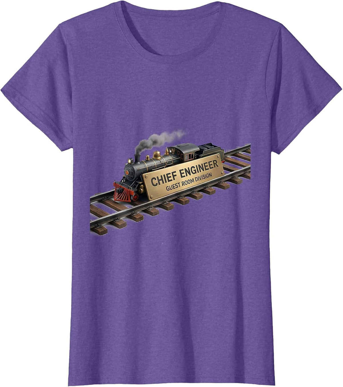 Women's Chief Engineer Guest Room Division Vintage Steam Train T-Shirt - Purple Heather