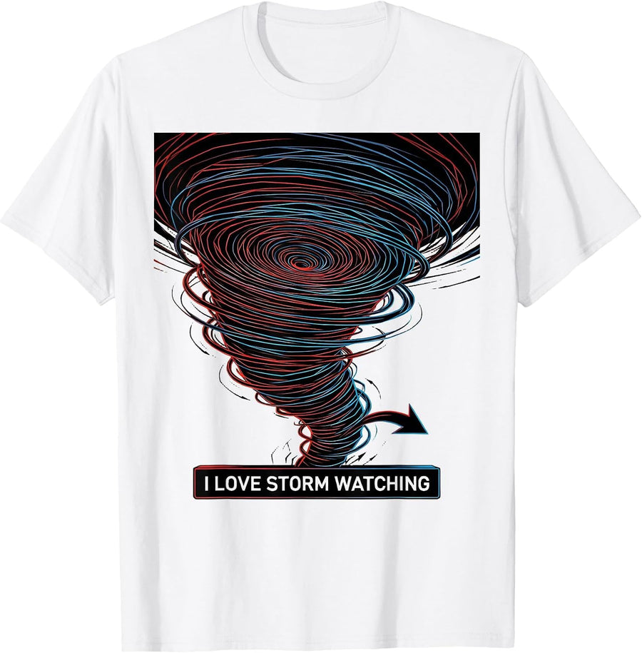 Men's I Love Storm Watching Geometric Tornado Chaser Weather T-Shirt - White