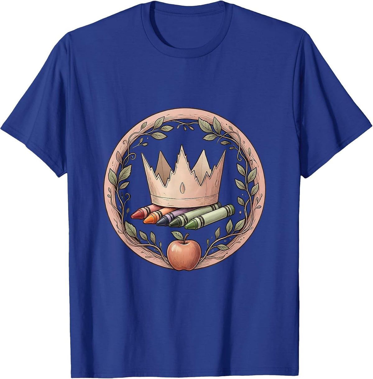 Men's Kindergarten Teacher Construction Paper Crown T-Shirt - Royal Blue