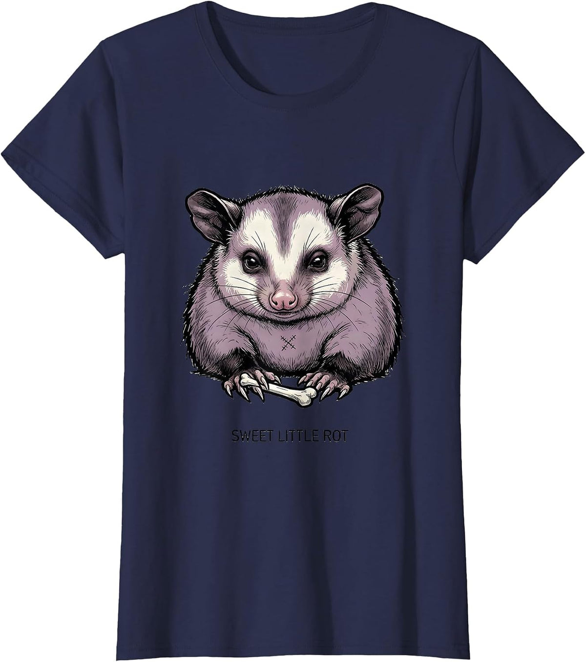 Women's Sweet Little Rot Y2K Goth Emo Alt Streetwear Gift T-Shirt - Navy Blue
