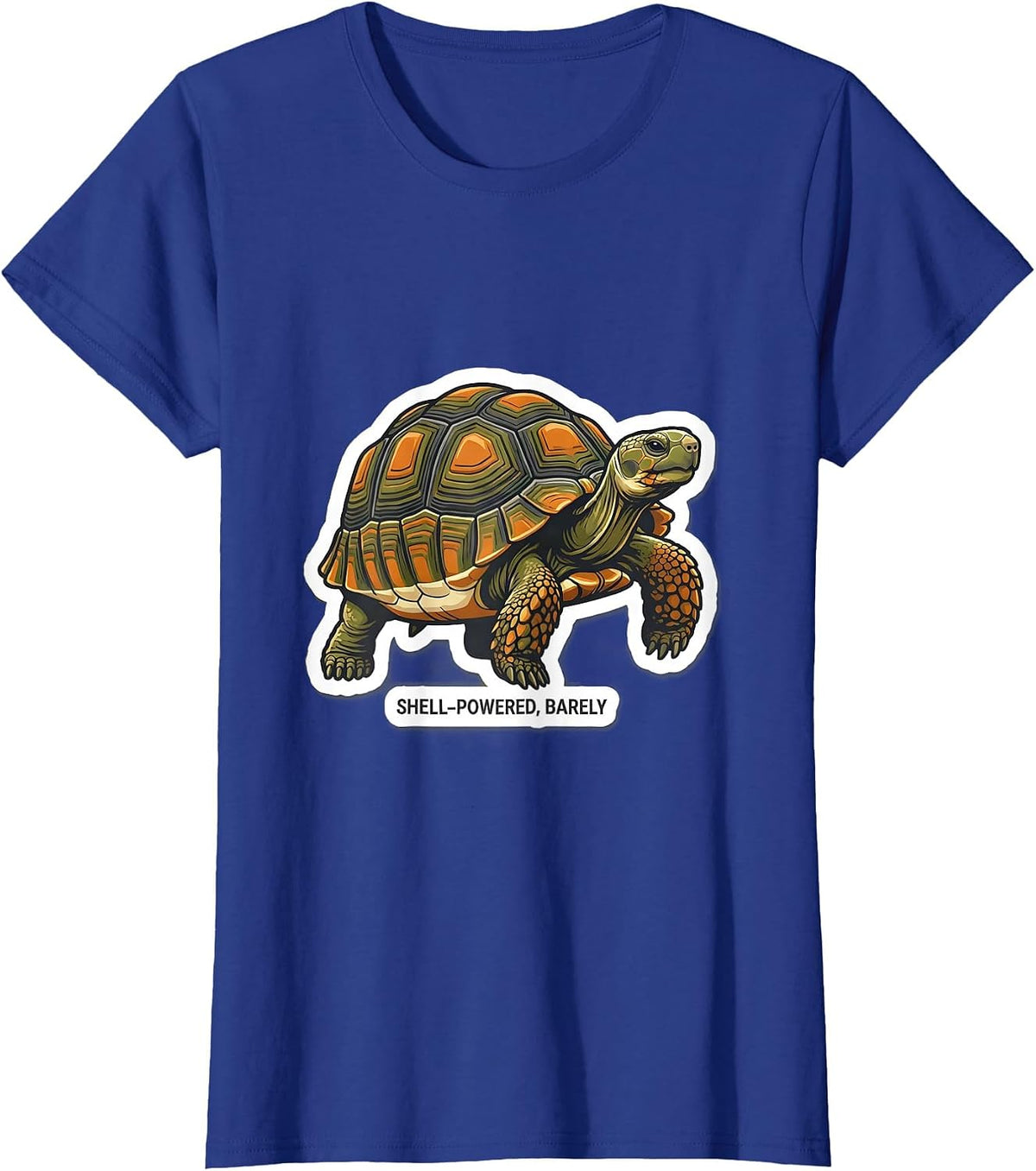 Women's Shell-Powered, Barely Funny Tortoise Lover Reptile Gift T-Shirt - Royal Blue