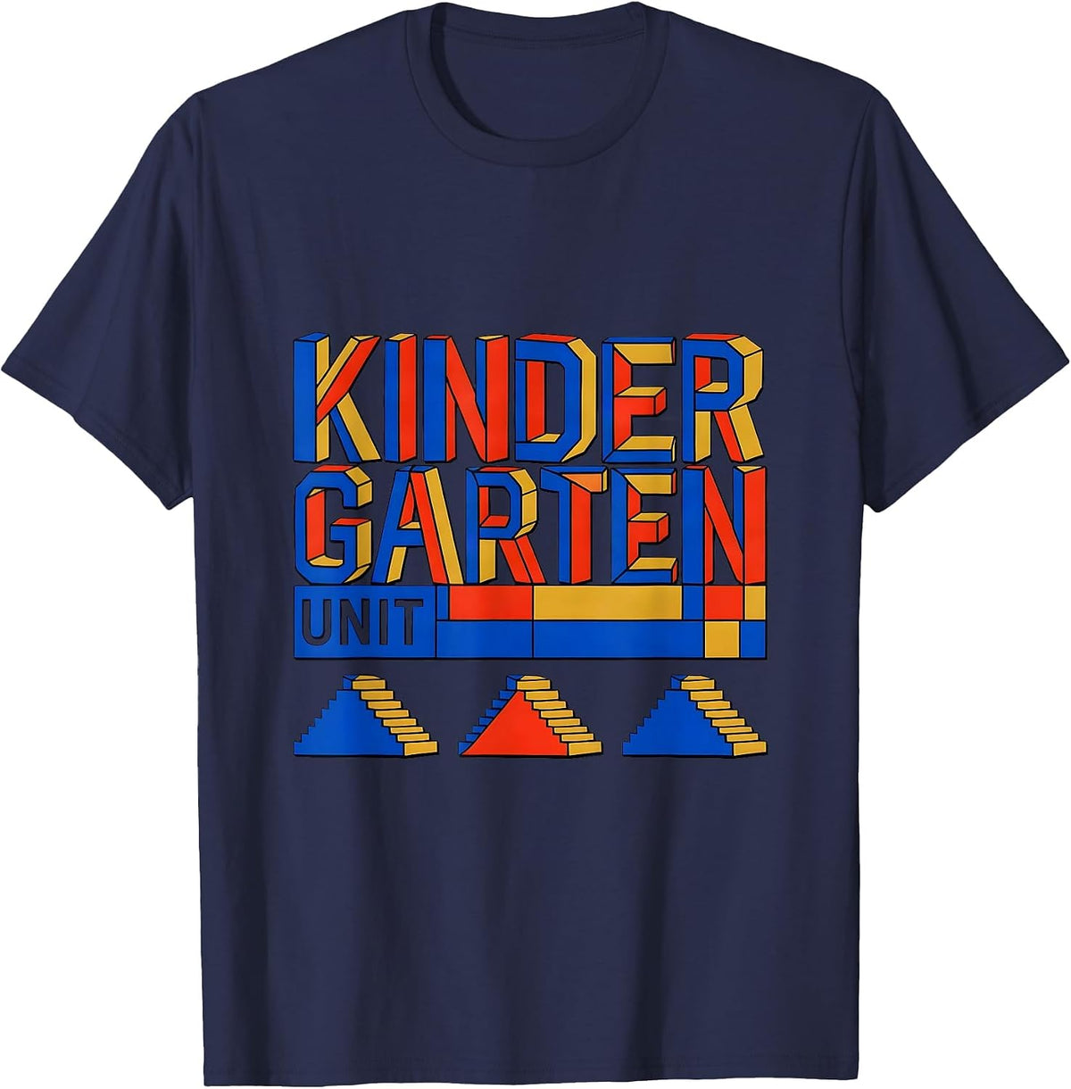 Kindergarten Unit Geometric Teacher Humor Preschool T-Shirt - Navy Blue