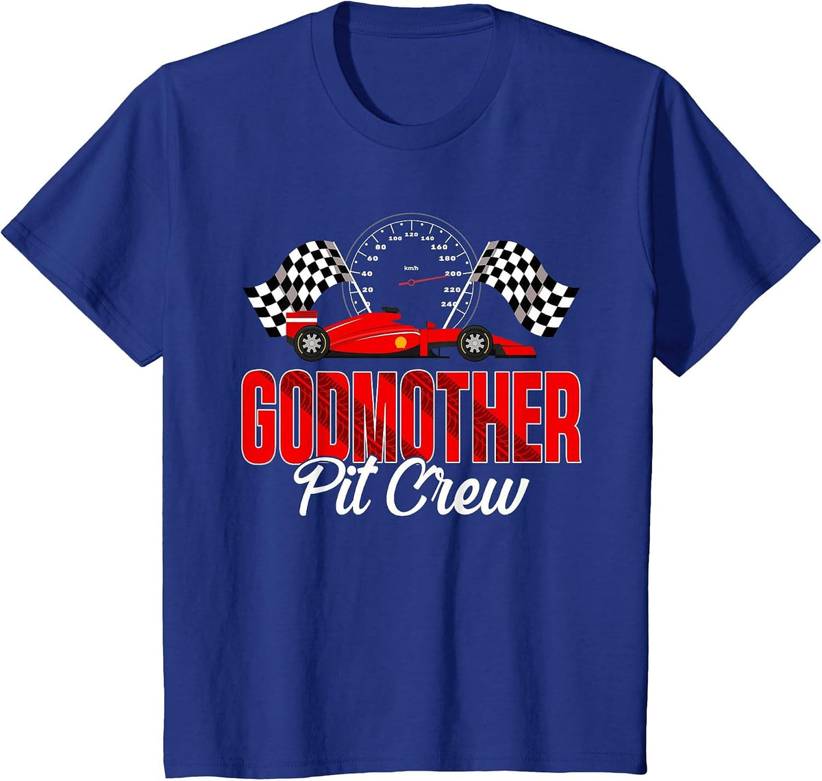 Race Car Birthday Party Racing Family Godmother Pit Crew T-Shirt - Royal Blue