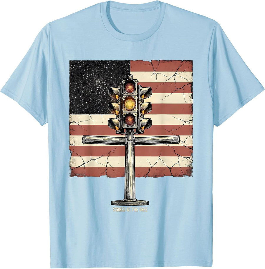 Men's Staged At The Tree Patriotic Drag Racing RC Car Hobbyist T-Shirt - Baby Blue