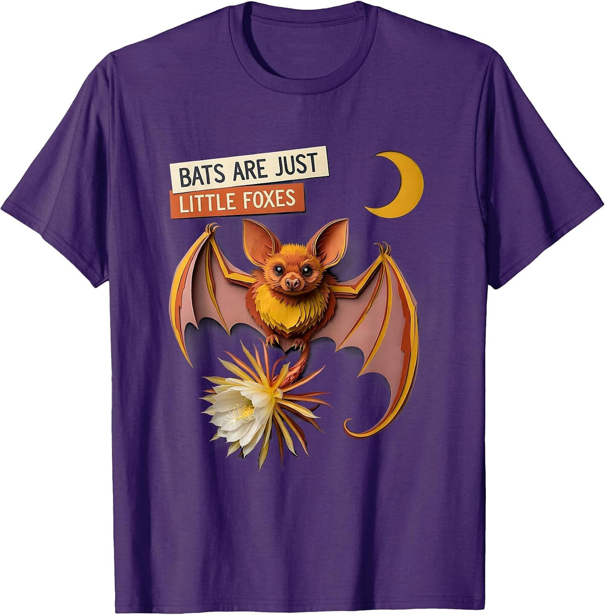 Bats Are Just Little Foxes Funny Bat Lover Animal Humor T-Shirt - Purple
