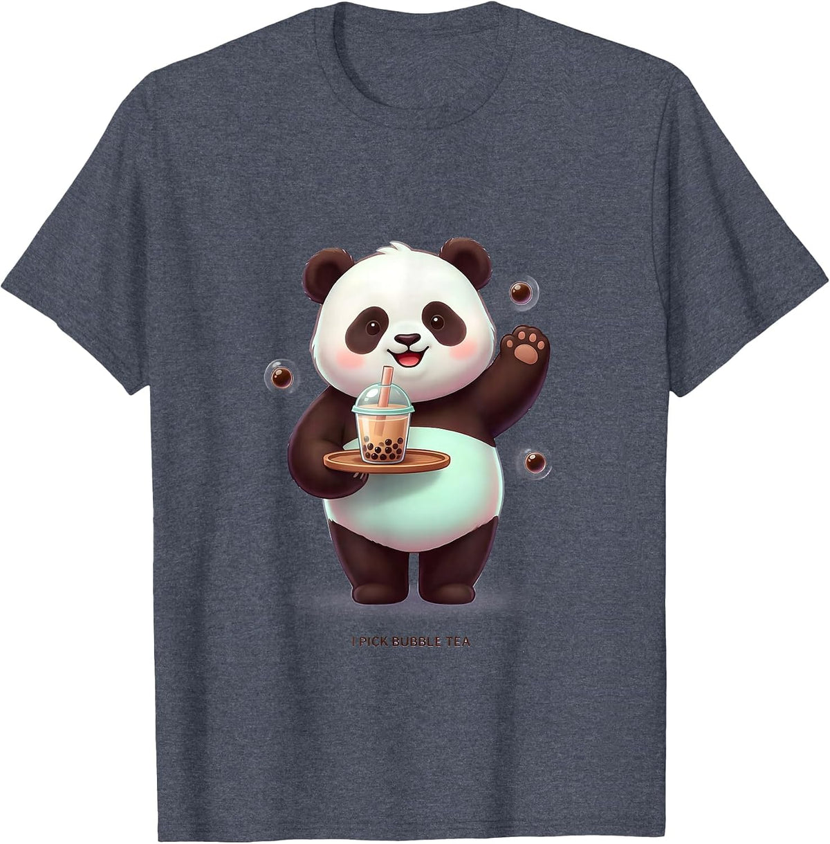 I Pick Bubble Tea Cute Kawaii Panda Boba Tea Lover Gift T-Shirt - Heather Blue