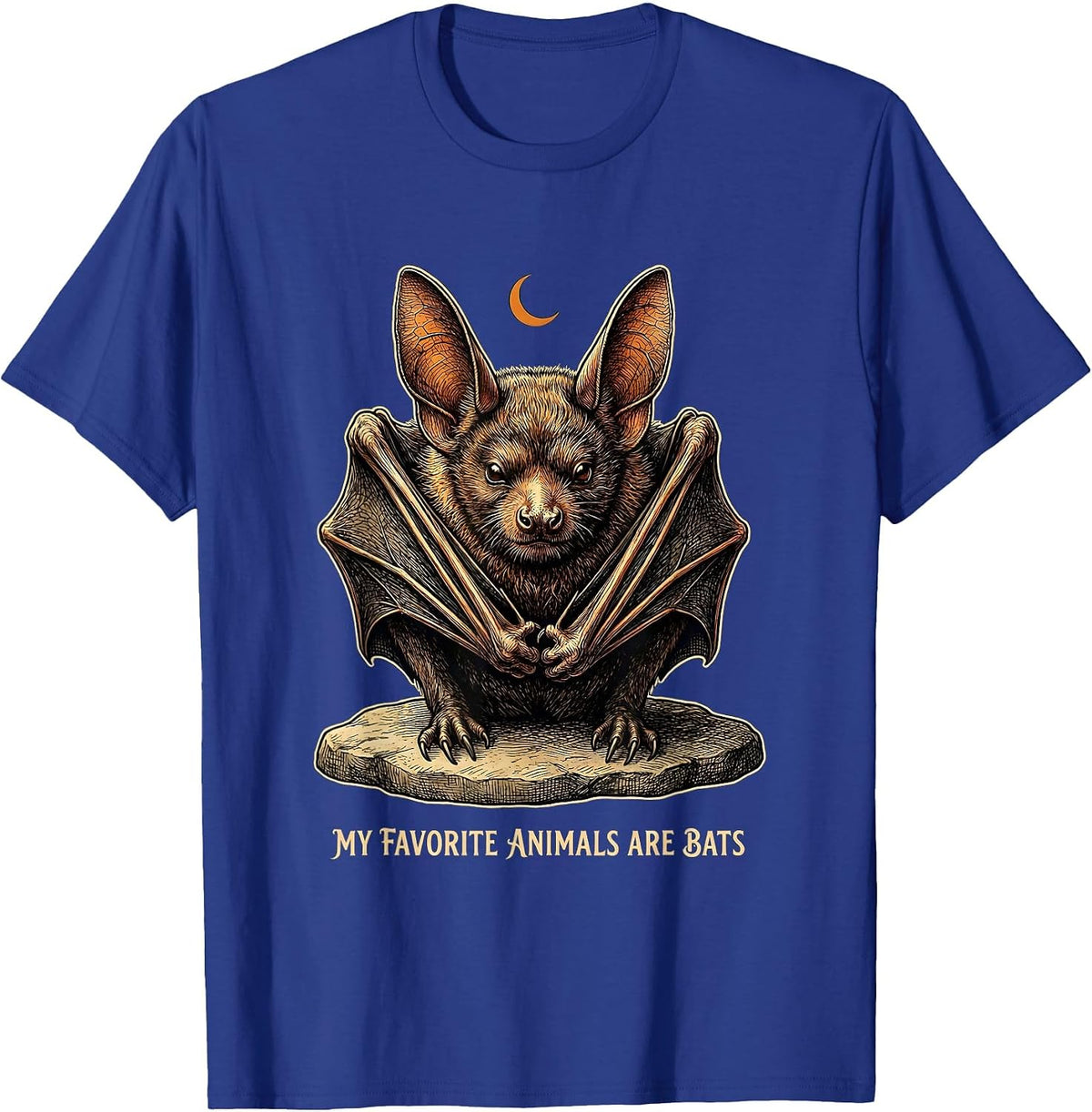 My Favorite Animals Are Bats Vintage Bat Lover Halloween T-Shirt - Royal Blue