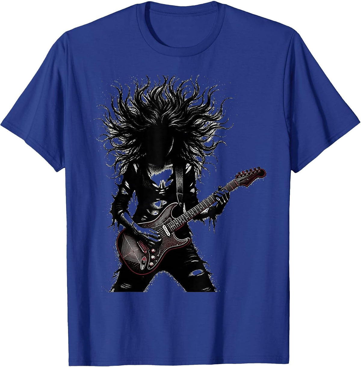 Men's Grunge Electric Guitar Rock Illustration T-Shirt - Royal Blue