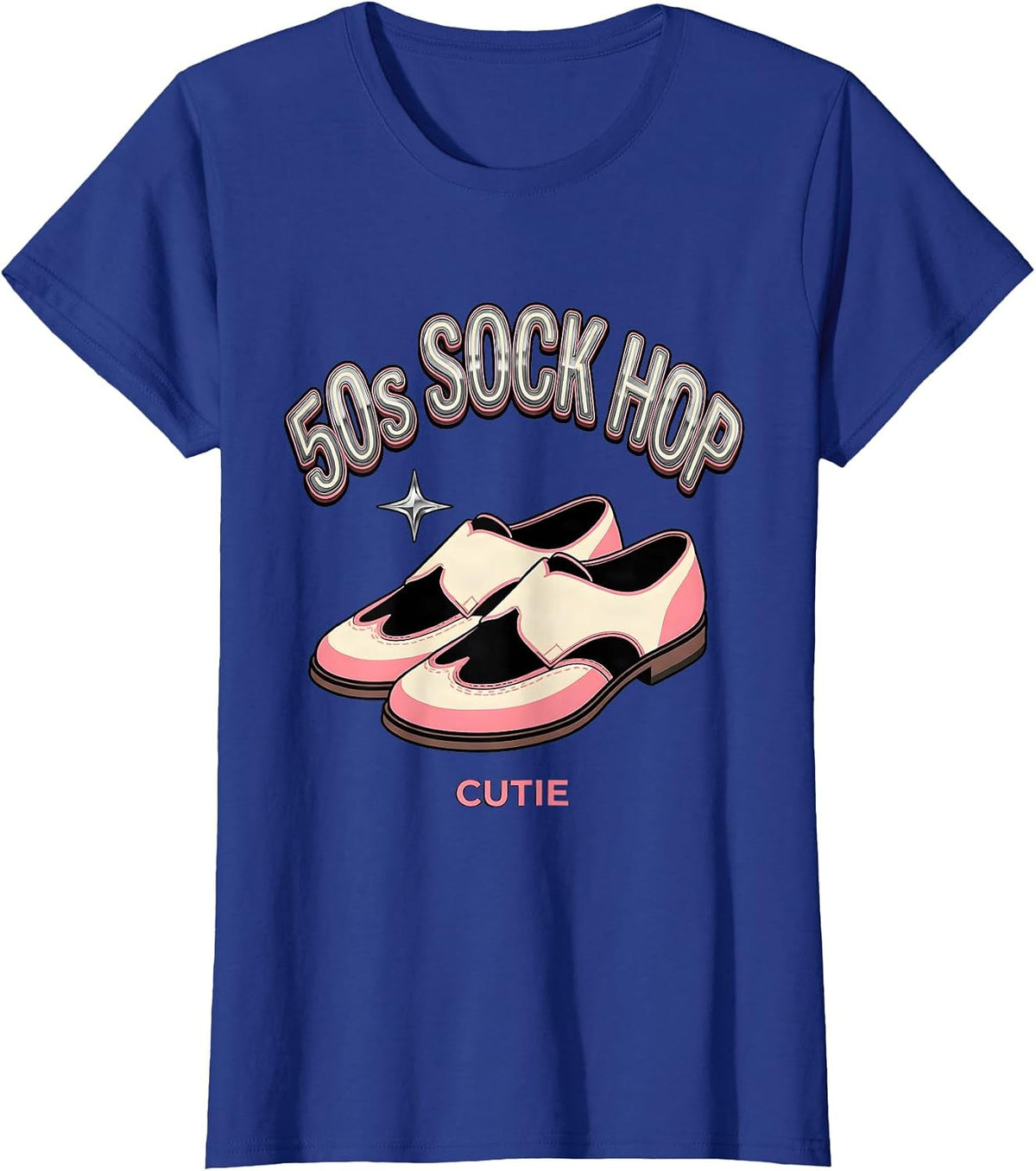 Women's 50s Sock Hop Cutie Retro Rockabilly 1950s Party Costume T-Shirt - Royal Blue