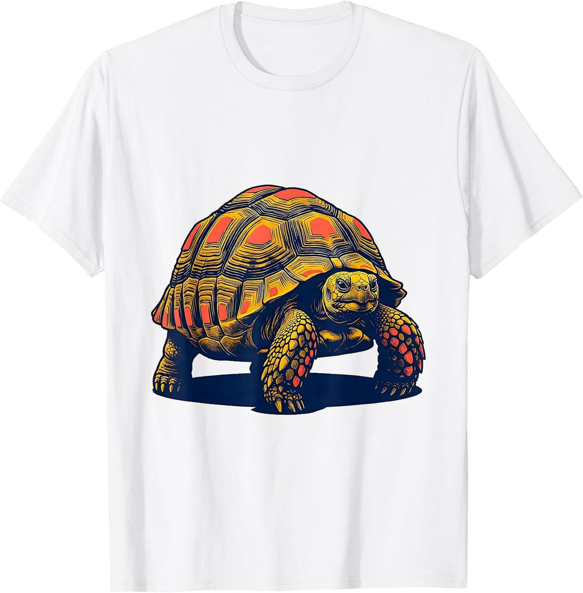 Men's Tortoise Mid-Step Screenprint Poster Pet Lover Humor T-Shirt - White