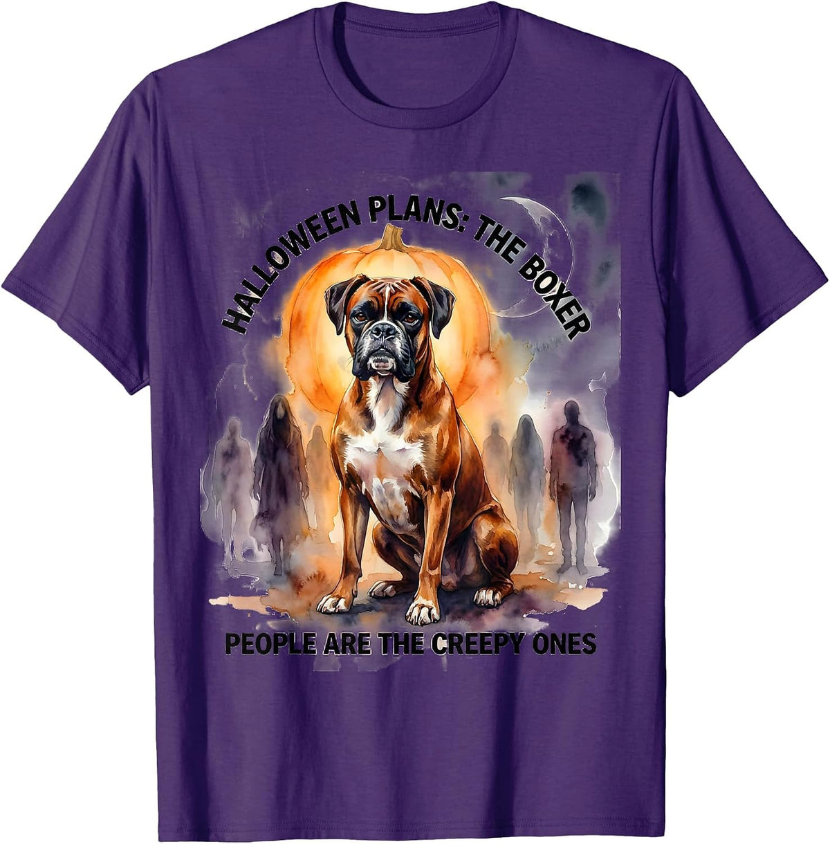 Halloween Plans: The Boxer. People Are The Creepy Ones. T-Shirt - Purple