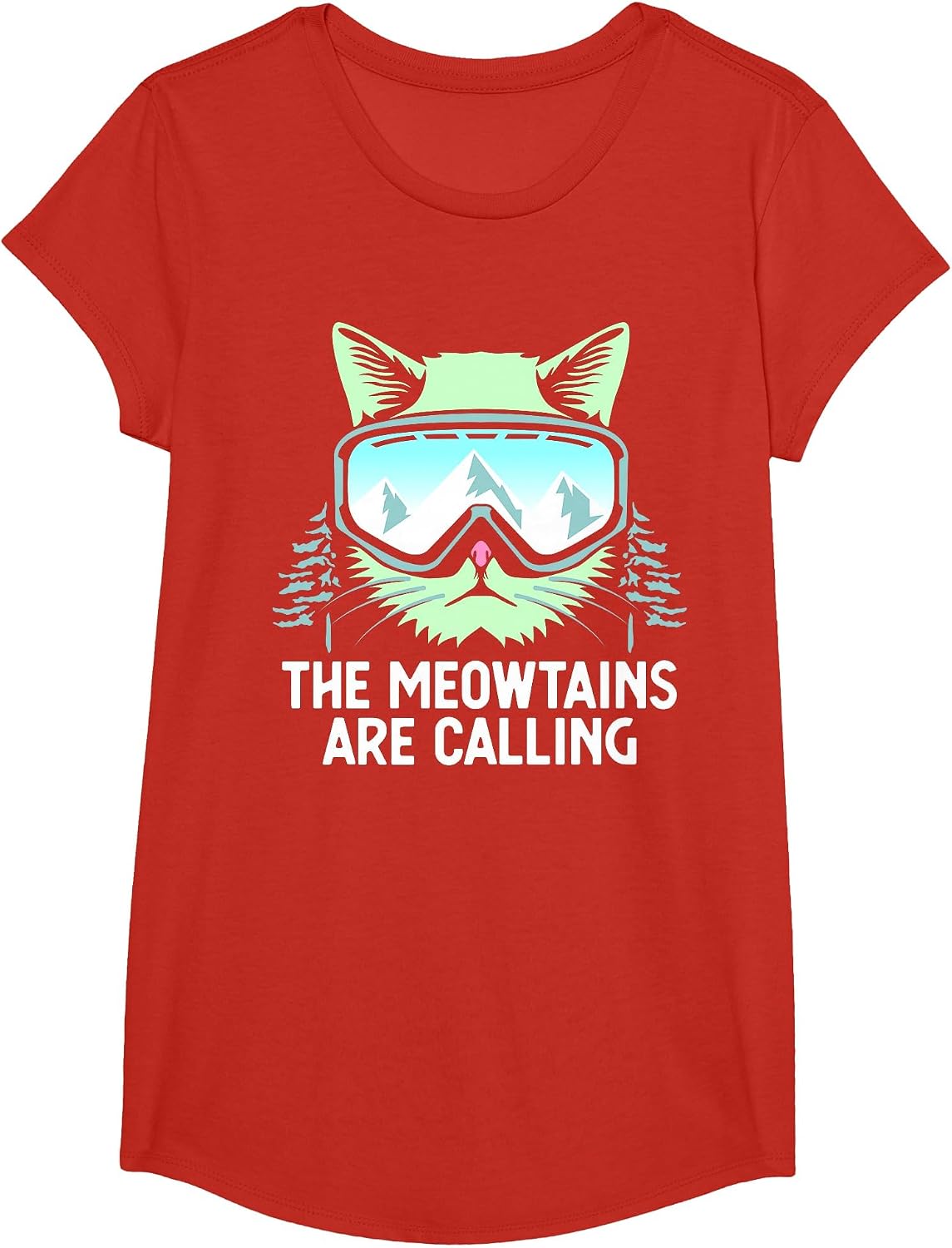 Snowboarding Skiing Art for Men Women Kid Winter Sport Skier T-Shirt - Girls Red