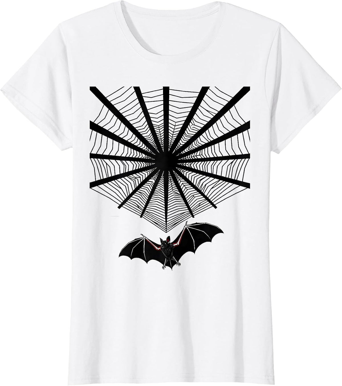 Radiating Bat Silhouette Gothic Nature Conservation Bat T-Shirt - White