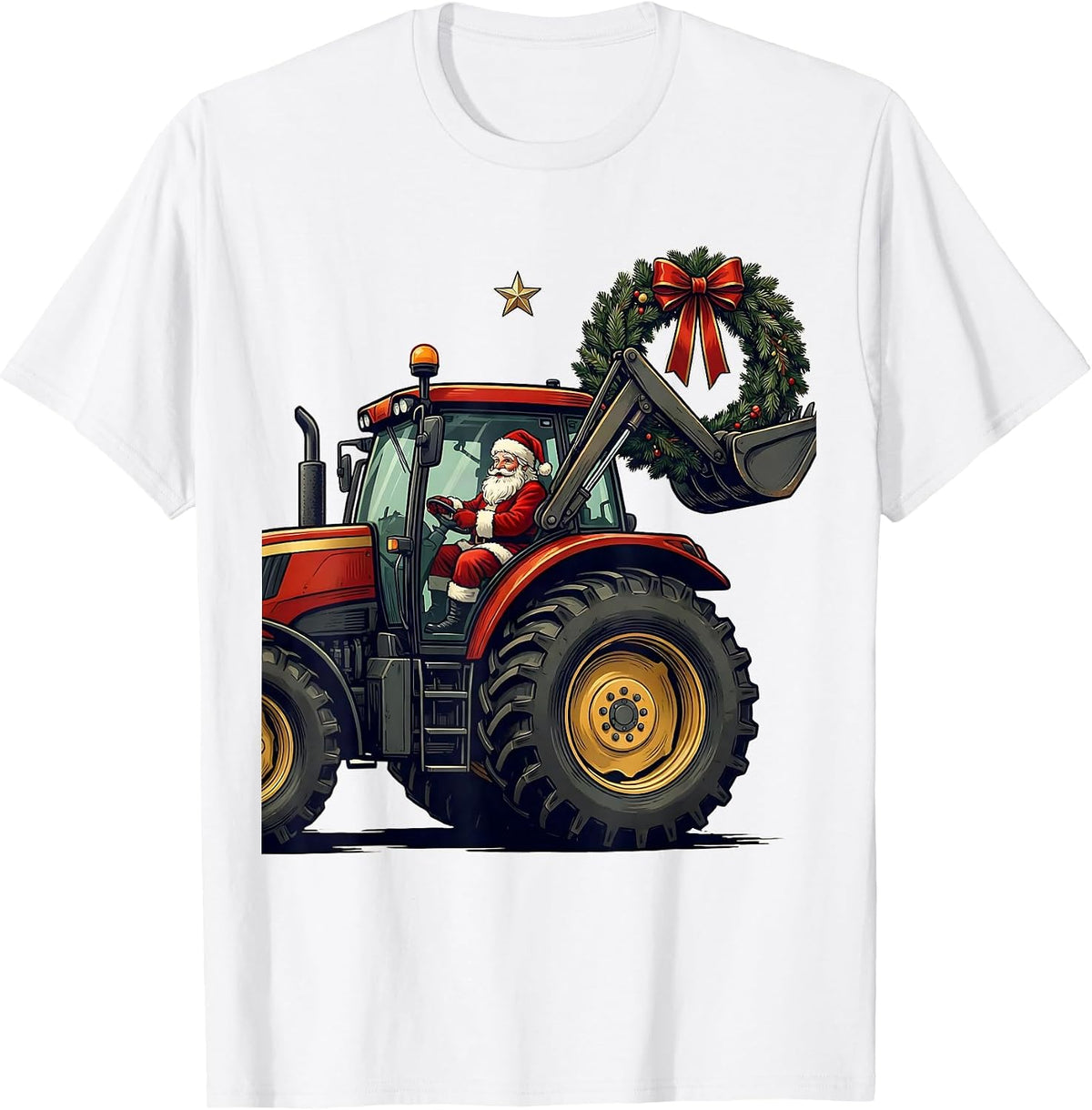 Men's Broadside Farm Tractor Santa Claus Funny Farm Life Christmas T-Shirt - White