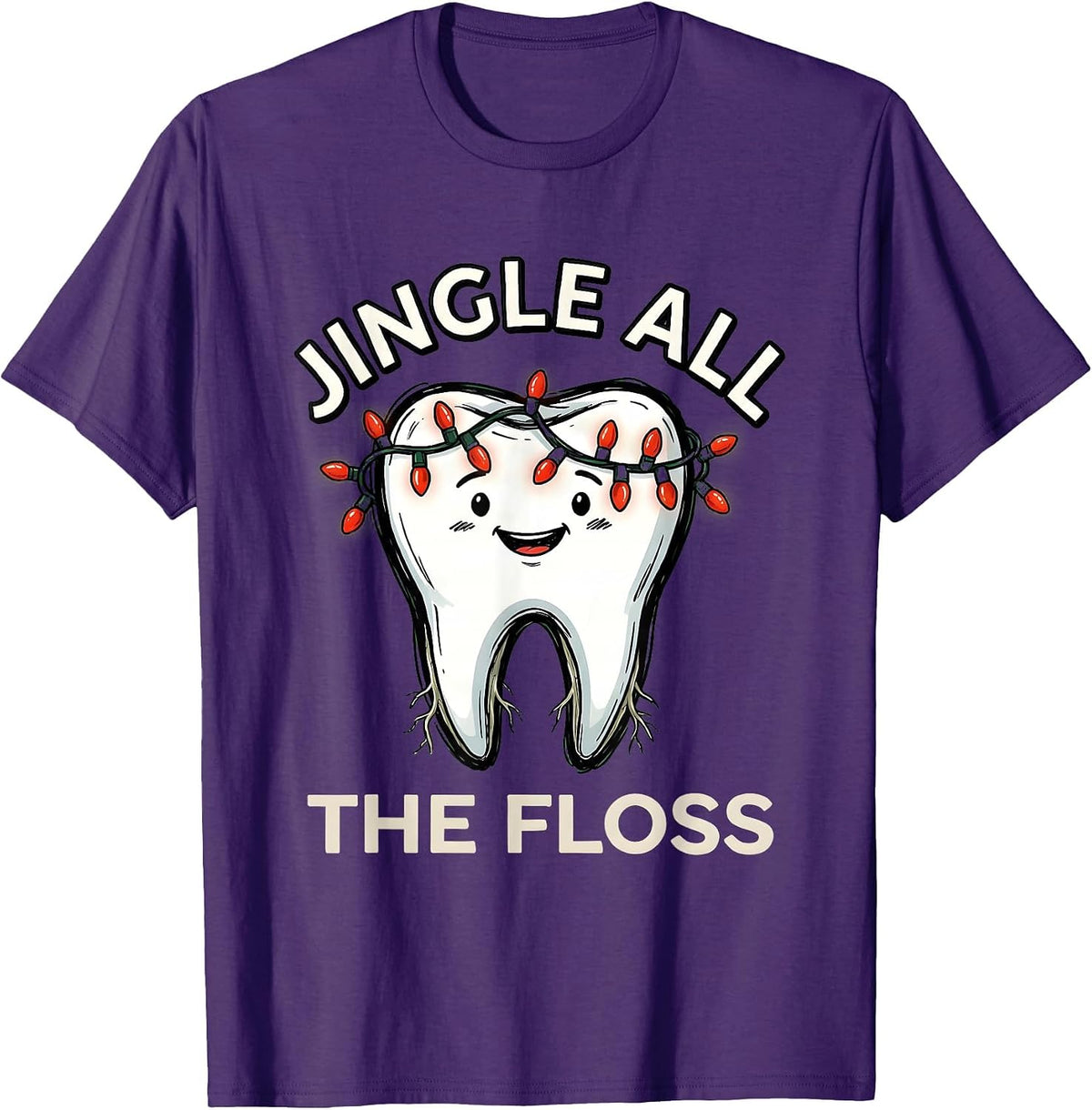 Men's Jingle All the Floss Funny Dental Christmas Dentist Team T-Shirt - Purple