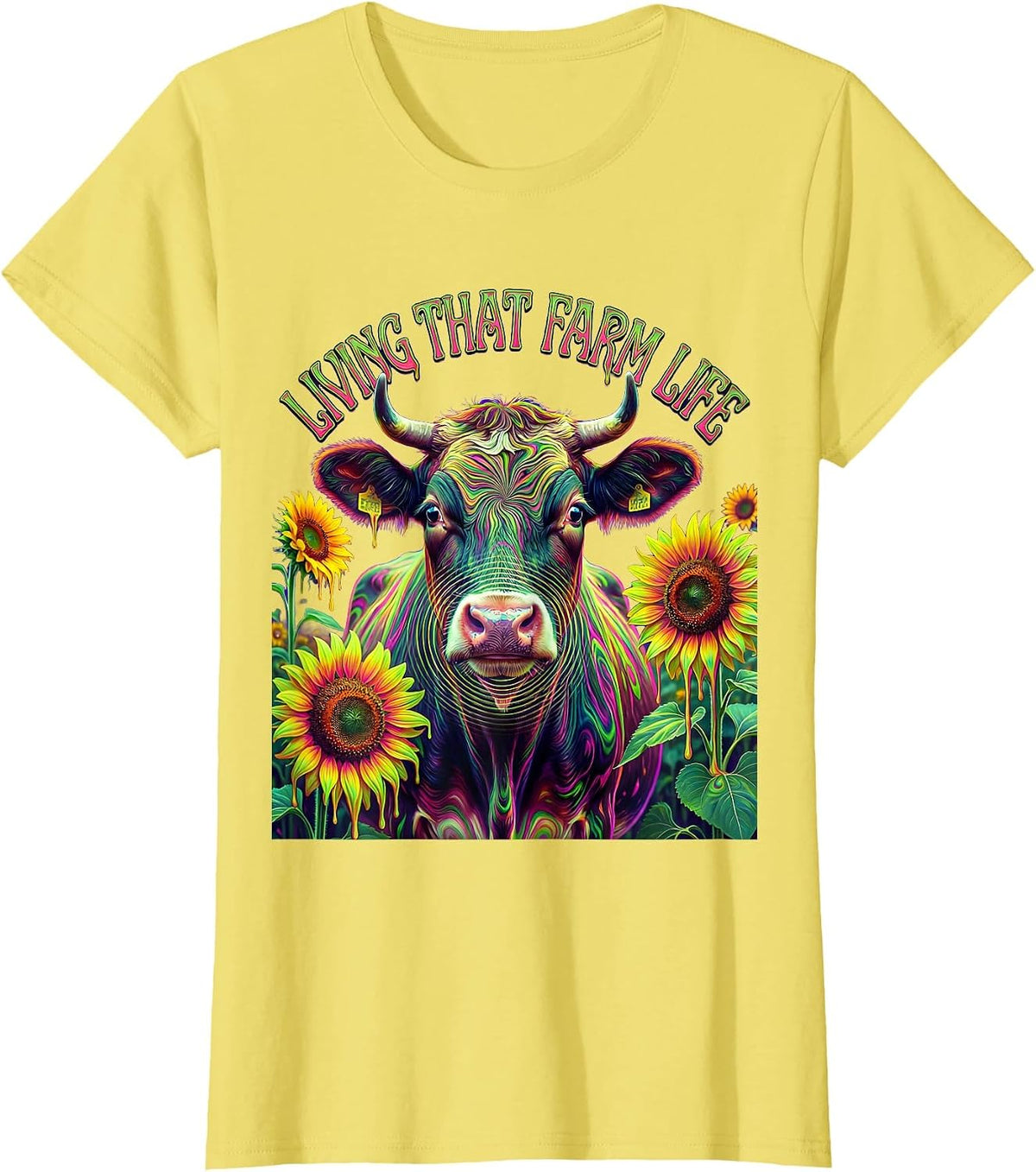 Living That Farm Life Graphic Design T-Shirt - Lemon Yellow