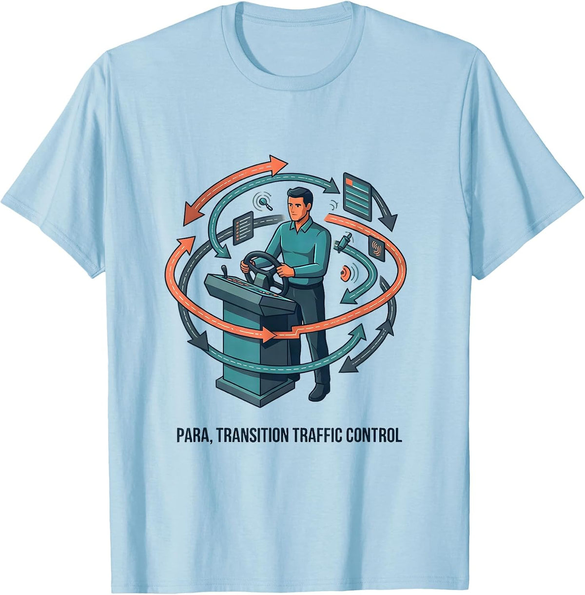 Men's Para Transition Traffic Control Funny Paraprofessional T-Shirt - Baby Blue