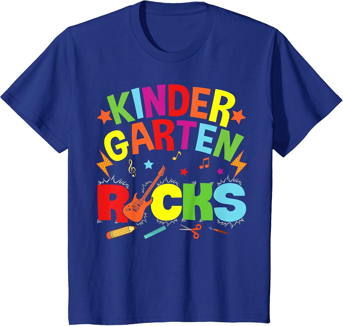 Hello Kindergarten Rocks Teacher Team Vibes Rockstar T-Shirt - Royal Blue