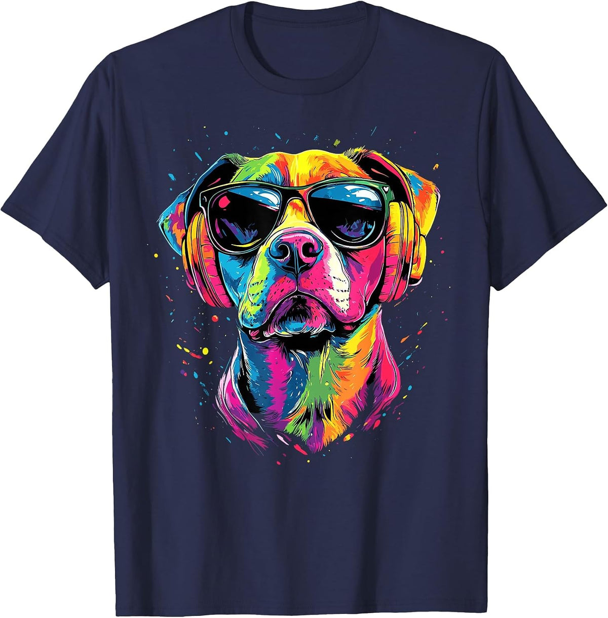 Pitbull with Sunglasses Pittie American Pit Bull Terrier T-Shirt - Navy Blue