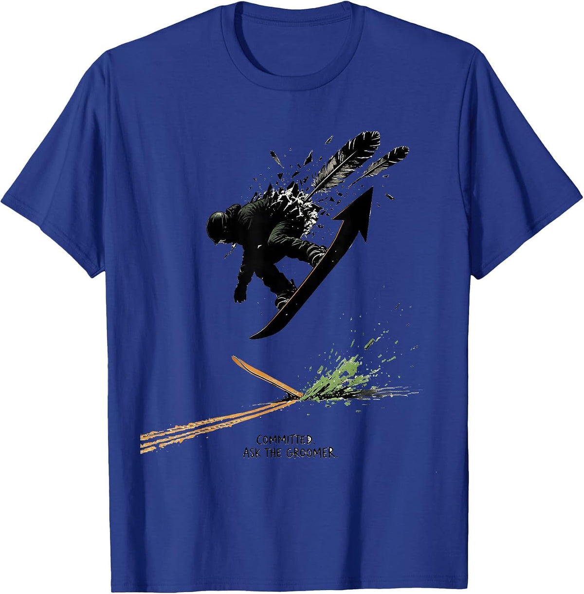 Men's Committed Ask The Groomer Funny Snowboarder Gift T-Shirt - Royal Blue