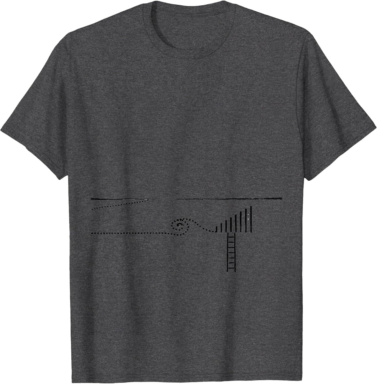 Men's Thin Dotted Route Line Minimalist Storm Chaser Meteorology T-Shirt - Dark Heather Grey