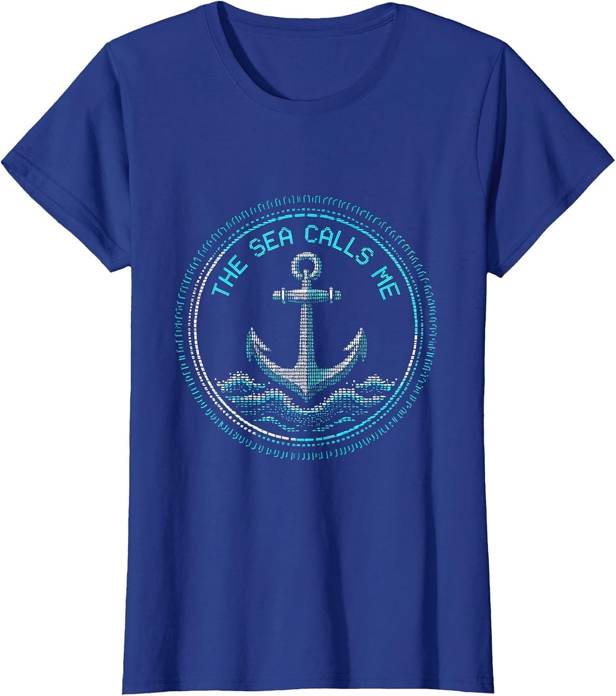 Women's The Sea Calls Me Navy Ocean Lover Design T-Shirt - Royal Blue