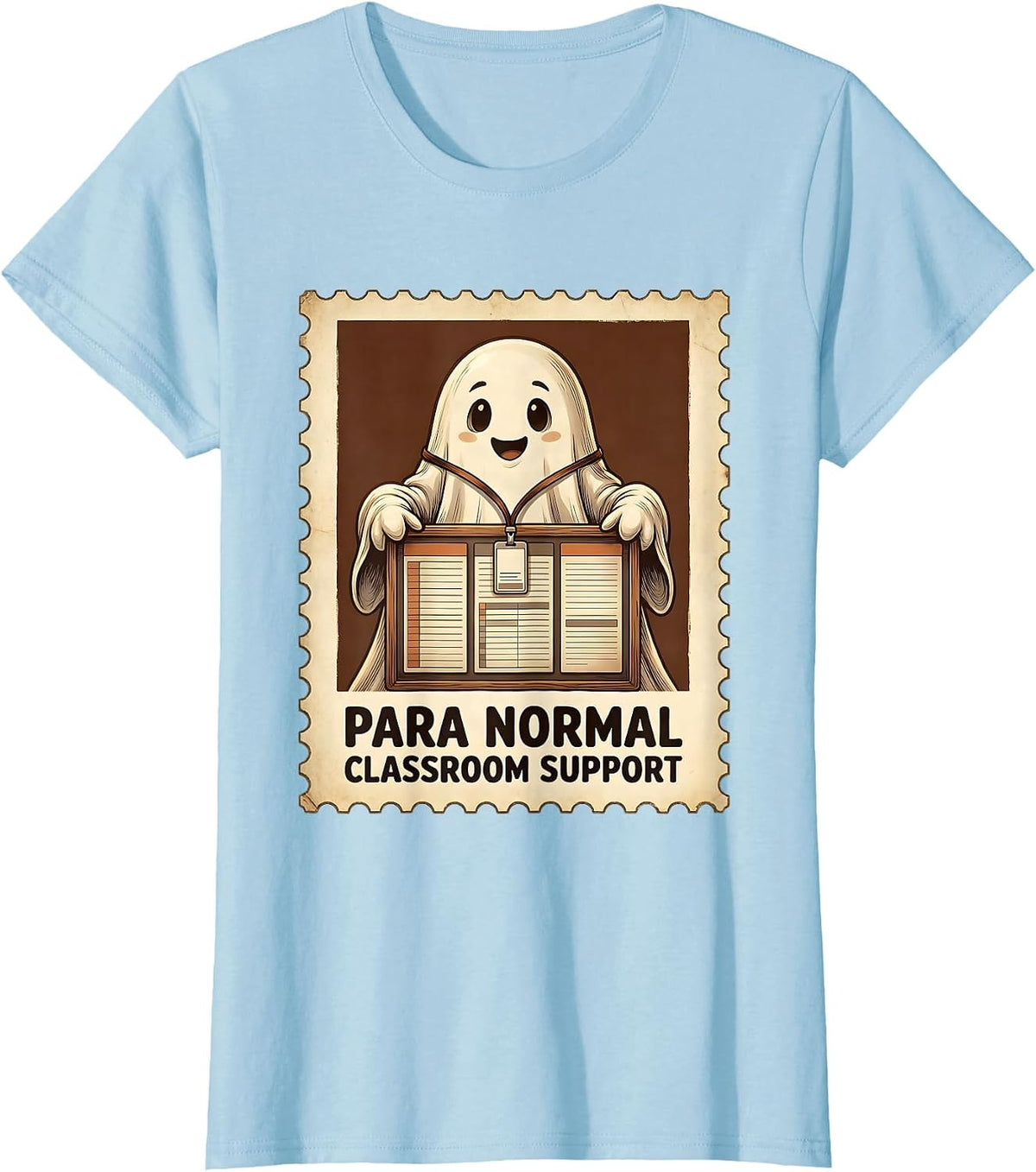 Para Normal Classroom Support Funny Ghost Paraprofessional T-Shirt - Baby Blue