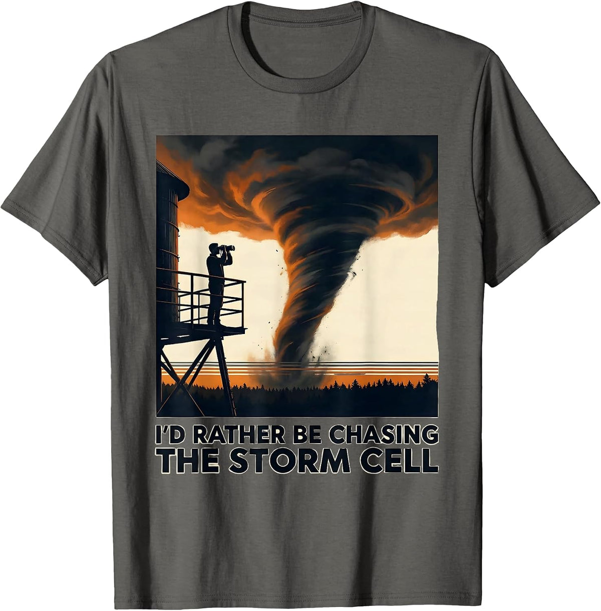 I'd Rather Be Chasing The Storm Cell Funny Meteorology T-Shirt - Asphalt Grey