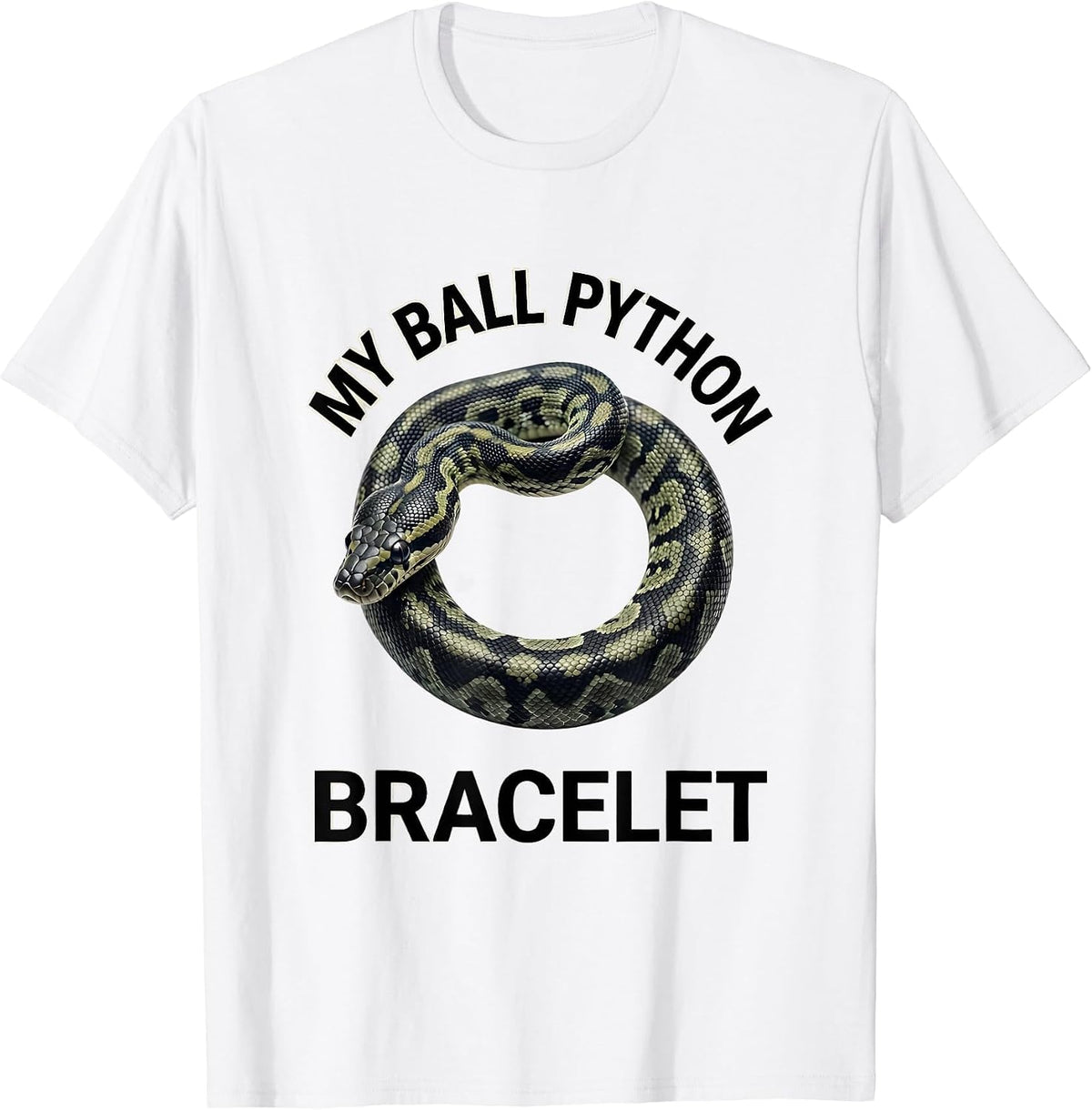 Men's My Ball Python Bracelet Minimalist Reptile Lover Gift T-Shirt - White