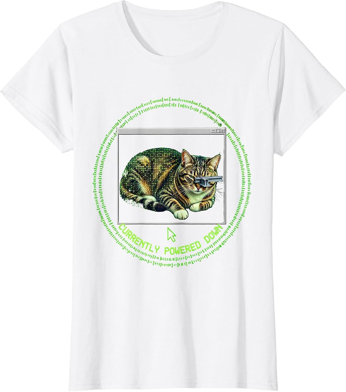 Currently Powered Down Funny Cat Meme Internet Humor T-Shirt - White